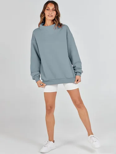 Vista 9 de ANRABESS - Sudaderas de gran tamaño para mujer, cuello alto, manga larga, sudaderas con capucha, tops 2024 de moda de otoño