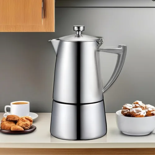 Vista 4 de CUISINOX Roma - Máquina de café expreso de acero inoxidable satinado para estufa, 6 tazas