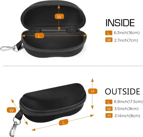 Vista 7 de MoKo Storage Case for Safety Sunglasses, EVA Semi Hard Shell with Belt Clip, Scratch-Resistant Protective Eyeglasses Case