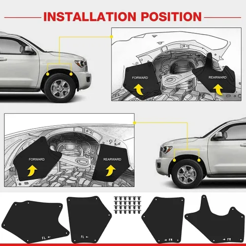 Vista 4 de 4 protectores de guardabarros, protectores contra salpicaduras compatibles con Toyota Sequoia Toyota Tundra 2007-2020
