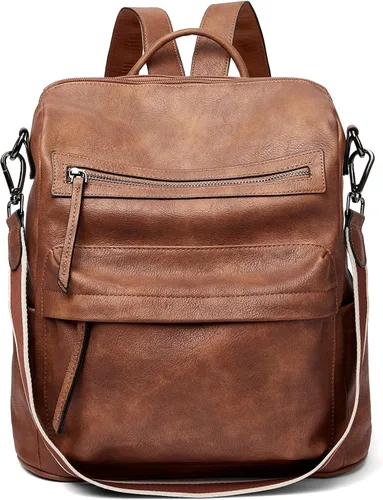 Vista 2 de BROMEN Mochila para mujer diseño de cuero bolso de hombro grande para mujer con carteras de mujer