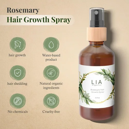 Vista 3 de Lia Organics Spray de cuero cabelludo para el crecimiento del cabello con romero