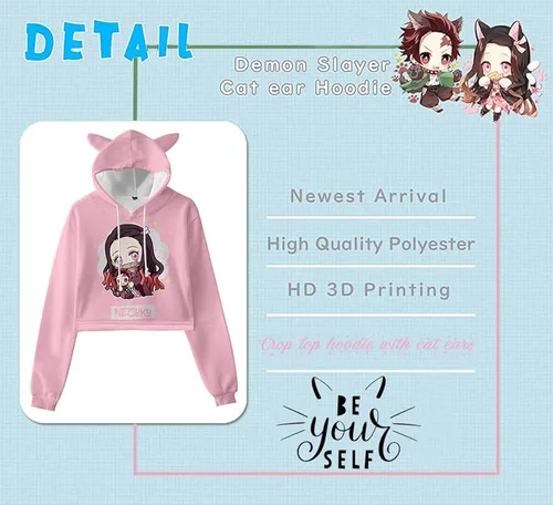Vista 6 de NUFR Sudadera con capucha para mujer y niña, diseño de anime Slayer Kimetsu no Yaiba