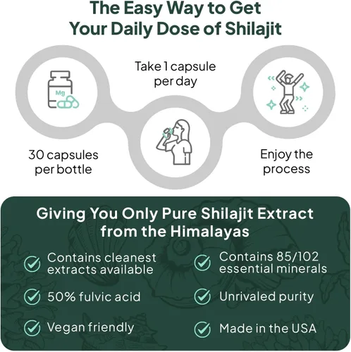 Vista 5 de Organics Ocean Shilajit Una Por Día para Hombres y Mujeres - Suplemento Natural de Shilajit para Anti-Envejecimiento, Fortaleza Ósea, Apoyo Hormonal