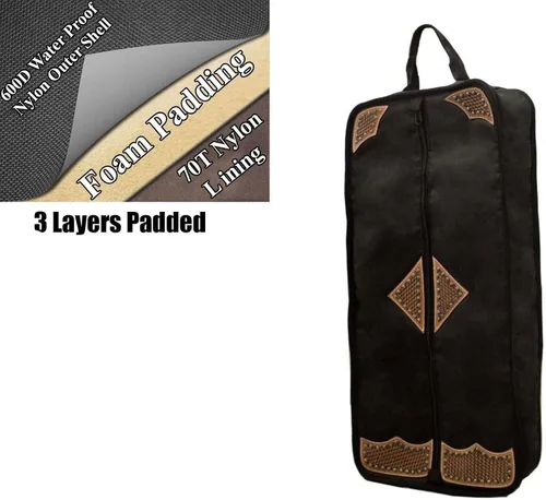 Vista 4 de Tahoe Premium Durango Western Halter, bolsa de transporte y almacenamiento - Construcción acolchada impermeable de tres capas con agarre de mano