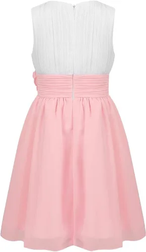 Vista 3 de YiZYiF Vestido plisado de gasa sin mangas para niña de las flores, vestido de dama de honor