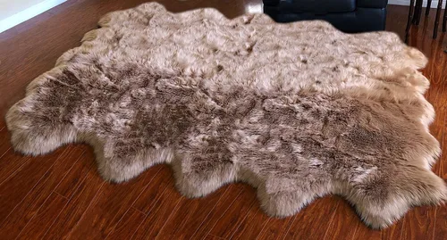 Vista 48 de LAMBZY Alfombra de piel de oveja auténtica, parte inferior gruesa y fuerte, fácilmente lavable, resistente a las manchas, perfecta para sala
