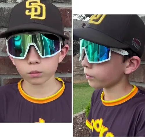 Vista 2 de Eazyrun Gafas de sol polarizadas deportivas para niños de 8 a 12 años, lentes para béisbol, softbol, ciclismo, protección UV para niños y niñas
