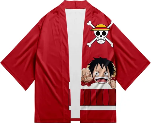 Vista 3 de DELIHOM Kimono de anime Monkey D. Luffy, capa de Roronoa Zoro, cárdigan, para Halloween, cosplay, disfraz unisex