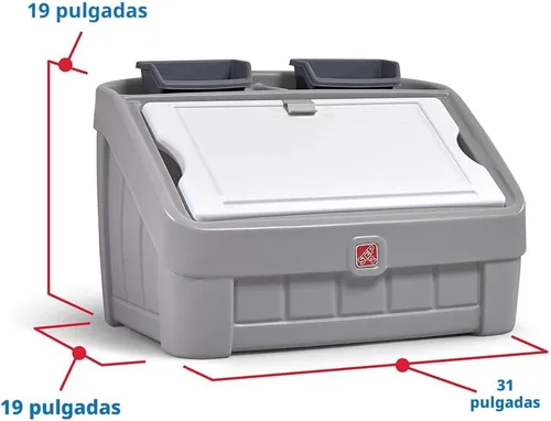 Vista 5 de Step2 Caja de juguetes y tapa de arte 2 en 1, contenedor y organizador de juguetes para niños, caballete y cofre en uno, hecho de plástico duradero