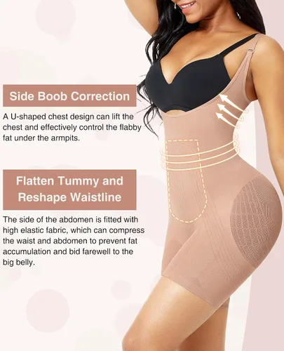 Vista 3 de Lover-Beauty Butt Lifting Shapewear Removable Straps Open Bust Tummy Control Body Shaper