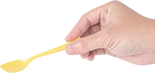 Vista 9 de Restaurantware Cucharas de postre de 4.5 x 1 pulgada, 100 cucharas desechables de degustación, asas resistentes, cucharas de plástico amarillo bebé