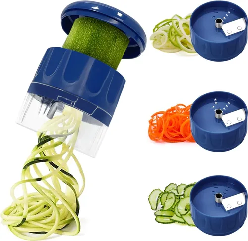 Vista 12 de Rebanador cortador en espiral de verduras 3 en 1, fabricante ajustable de fideos de calabacín y zanahoria, cortador en espiral de pepino