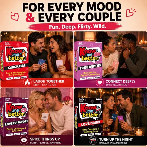 Vista 3 de QUOKKA Juegos para parejas Know Me Better 4 en 1 - Juego de cartas de relación con más de 1350 preguntas iniciales de conversación, desafíos