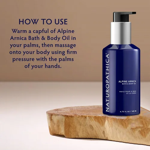 Vista 5 de Naturopathica Alpine Arnica Aceite de baño y cuerpo, aceite corporal diario para apoyar el alivio muscular de las articulaciones y el dolor