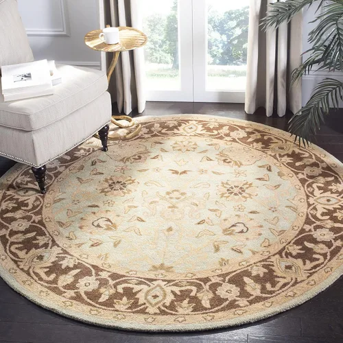 Vista 40 de SAFAVIEH Colección Antigüedades - Alfombra de 6' redonda, marrón y verde, hecha a mano, diseño oriental tradicional de lana, ideal para áreas