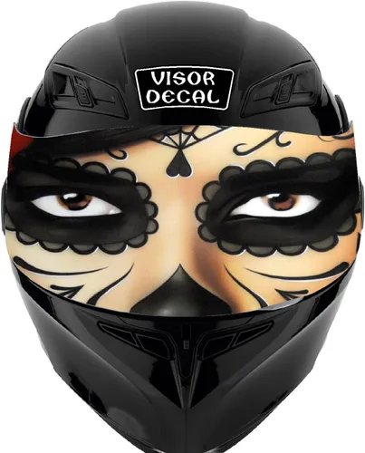 Vista 4 de Calcomanía de visera de calavera para casco compatible con: Icon Shoei Bell HJC Scorpion AGV V2 (V25 Skull)