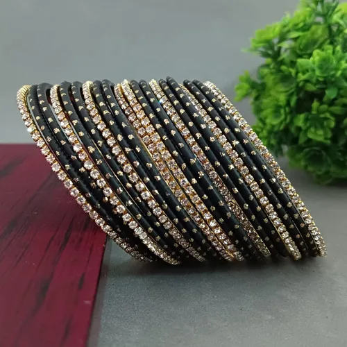 Vista 2 de Efulgenz Indian Bangle Set Rhinestone CZ Plain Metal Bracelet Bangle Jewelry for Women