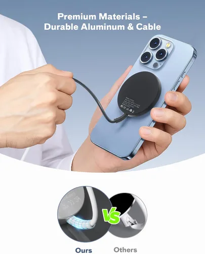 Vista 6 de Bohuma - Cargador inalámbrico magnético – Compatible con iPhone de la serie 12 a 17 y AirPods - Diseño elegante y ligero con carga rápida – Ideal