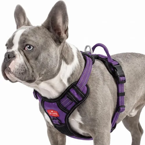 Vista 15 de Tuff Pupper Arnés para perro sin tirones, chaleco resistente para mascotas, clips para correa delantera y trasera, mango de seguridad fuerte