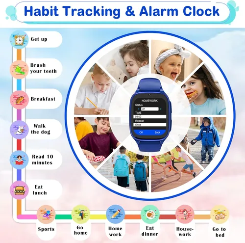 Vista 4 de 4G - Reloj inteligente para niños, reloj inteligente para niños y niñas de 4 a 12 años con llamadas, SOS, controles parentales, juegos, cámara