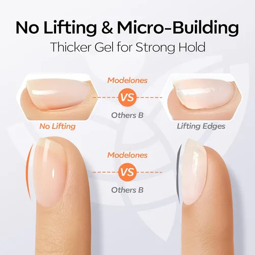 Vista 4 de Modelones - Juego de esmaltes de gel transparente, capa base de gel superior, sin limpieza, 0.5 onzas líquidas Un conjunto claro