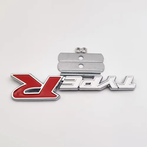 Vista 2 de Emblema de rejilla frontal con logotipo de metal cromado, tipo 3D, repuesto de automóvil para vehículo universal (blanco)