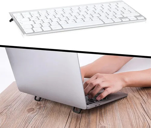 Vista 6 de Abeillo 2 soportes elevadores de teclado portátil, autoadhesivo, soporte invisible para teclado de computadora para escritorio, pies de laptop Negro