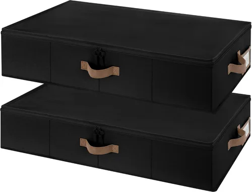 Vista 11 de StorageWorks Almacenamiento debajo de la cama con tapa, paquete de 2 contenedores de almacenamiento debajo de la cama para ropa, ropa de cama y Beige