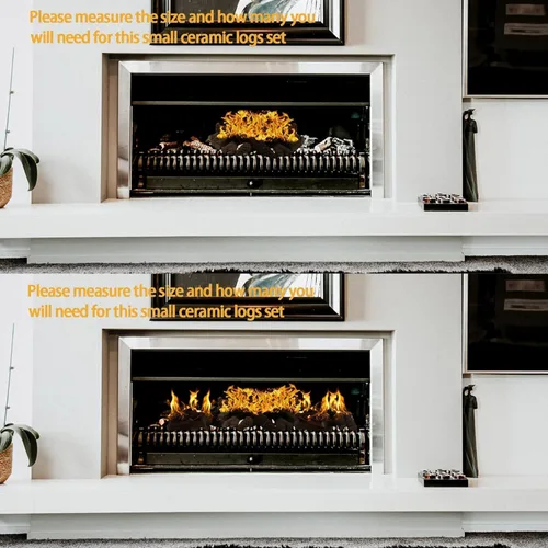 Vista 5 de Troncos de chimenea de gas, 10 troncos de chimenea artificiales pequeños, troncos de gas sin ventilación para gas natural, ventilado, propano
