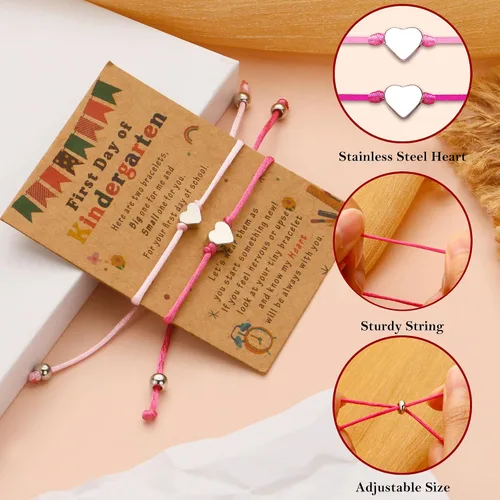 Vista 3 de Frist day of school bracelet,back to school bracelet mommy and me,back to school bracelet gift for daughterson as the first day of kindergarten