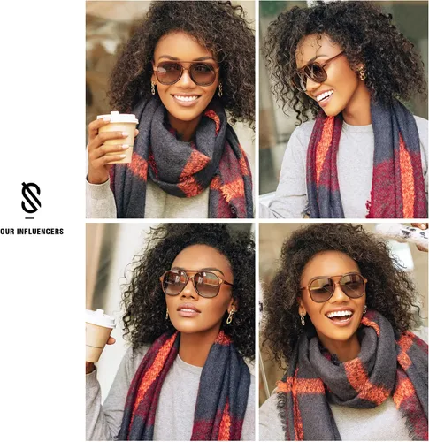 Vista 3 de SOJOS Gafas de sol polarizadas retro cuadradas estilo aviador para mujer y hombre de los años 70 vintage doble puente SJ2174