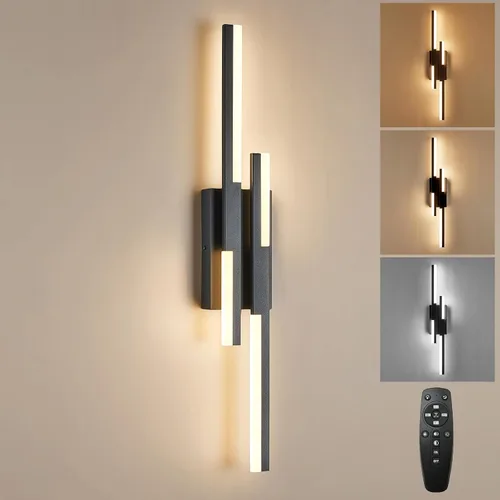 Vista 12 de Benkut - Aplique de pared LED moderno negro remoto para baño