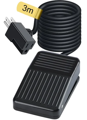 Vista 10 de Interruptor de pie de extensión de encendido/apagado de 1.8m/6 pies, interruptor en el medio del cable, enchufe polarizado de 2 puntas y enchufe