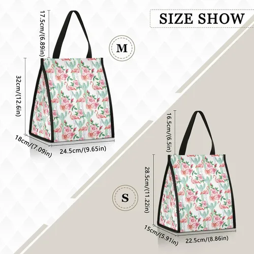 Vista 3 de Lunch Bag Flamingo Cactus Insulated Lunch Tote Bag for Women Men,Cooler Bag Reusable hermal Food Container Durable Leakproof Water-resistant College
