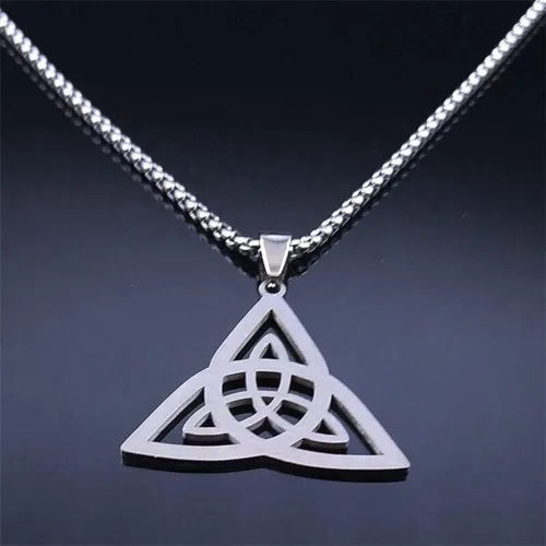 Vista 4 de Wicca Infinity Trinity Knot Triquetra Necklace Stainless Steel Witch Celtic Knot Amulet Necklace Jewelry Collar Acero Inoxidable