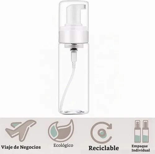 Vista 6 de Botella dispensadora de espuma, 3 botellas vacías transparentes de 7 onzas líquidas, botella de espuma de plástico, botella de jabón de viaje