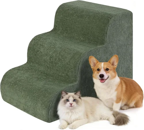 Vista 8 de Escaleras para perros pequeños, rampa de 3 escalones para sofá cama Beige