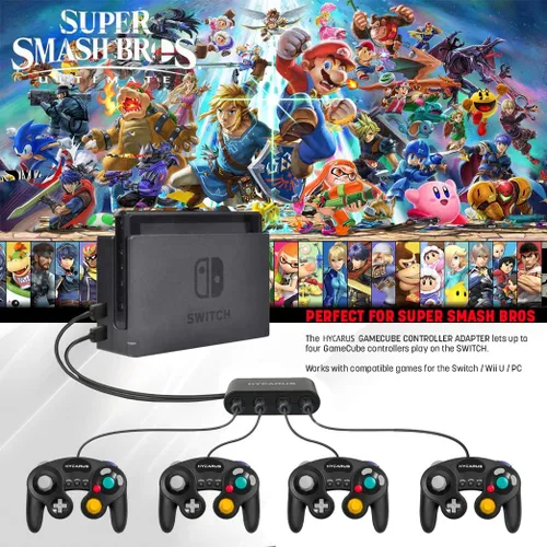 Vista 5 de Switch GameCube - Adaptador de controlador para Nintendo Switch GameCube con botones turbo y de inicio, adaptador de interruptor GameCube