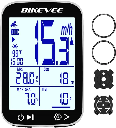 Vista 12 de GPS Bike Computer, 2.4" Screen, Altitude, Gradient, IPX7, 28H Negro-a