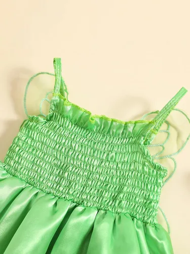 Vista 7 de Disfraz de hada de princesa para niñas, vestido de campanilla, alas de elfo, cosplay, disfraz de Halloween, fiesta de cumpleaños