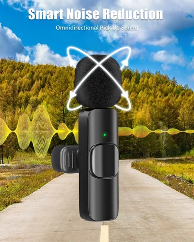 Vista 3 de Micrófonos Lavalier inalámbricos compatibles con iPhone, teléfono Android, computadora, mini micrófono inalámbrico profesional para grabación