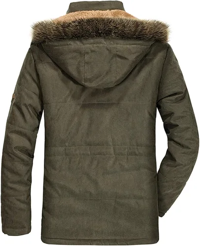 Vista 2 de Tanming - Abrigo de invierno para hombre con forro de piel sintética y capucha desmontable