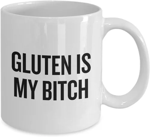 Vista 2 de realpeoplegoods Taza divertida sin gluten, regalo de dieta sin gluten, gluten es mi perra, conciencia celíaca, taza de gluten