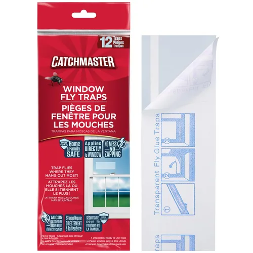 Vista 2 de Catchmaster Paquete de 12 trampas para moscas, paquete de 12 y cinta para moscas, paquete de 20 trampas para insectos y moscas para interiores