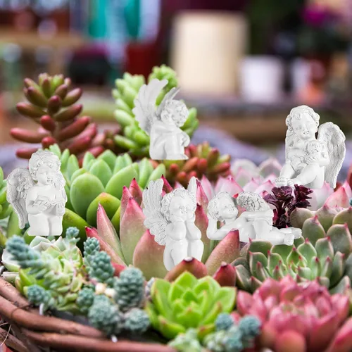 Vista 8 de Toyvian Estacas decorativas de jardín de ángeles, 5 piezas, resina en miniatura, estatua de ángel de Júpiter, escultura pequeña estatua