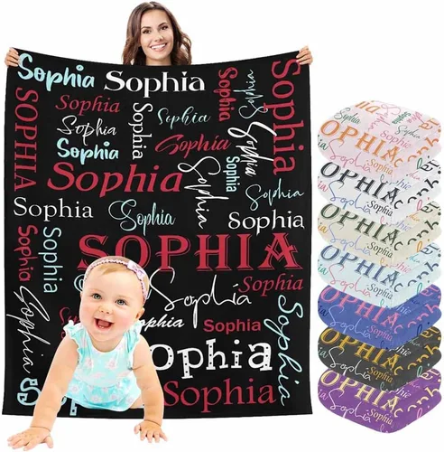 Vista 17 de InterestPrint Manta de bebé personalizada con nombre, lindo muñeco de nieve negro, manta personalizada con nombre para niños, niñas, niños, manta