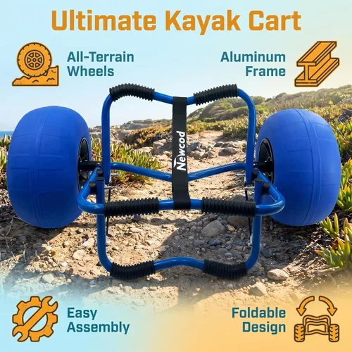 Vista 8 de Newcod Carrito de kayak, carrito de kayak para llevar kayak, canoa, tabla de remo SUP
