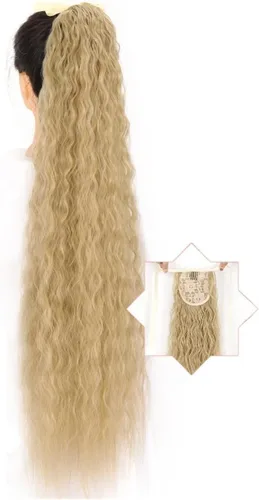 Vista 10 de HIHELO 1 paquete de extensiones de cola de caballo largas onduladas sintéticas naturales con cordón de extensión de cola de caballo para mujer 005