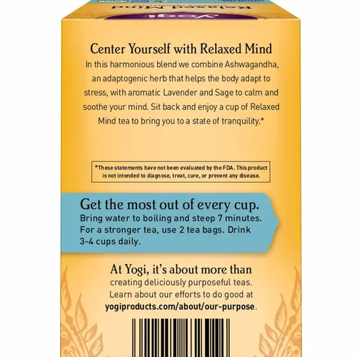 Vista 3 de Yogi Tea Relaxed Mind Tea – 16 bolsas por paquete (4 paquetes) – Té orgánico relajante y calmante para apoyo al estrés – Incluye raíz